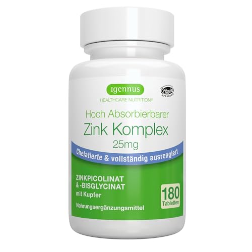 Zink Chelat 25mg, Zinktabletten hochdosiert mit Kupfer... - Santé & Bien-être Amazon Allemagne à 13.55€