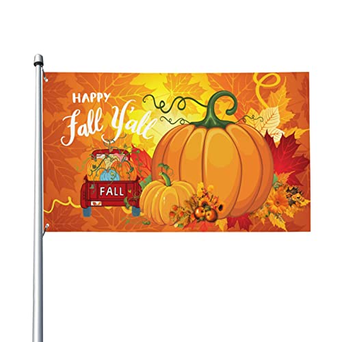 Happy Fall Autumn Pumpkin Flag 3x5 Ft Outdoor With Grommets... - Jardin & Extérieur Amazon Royaume-Uni à 0.90€
