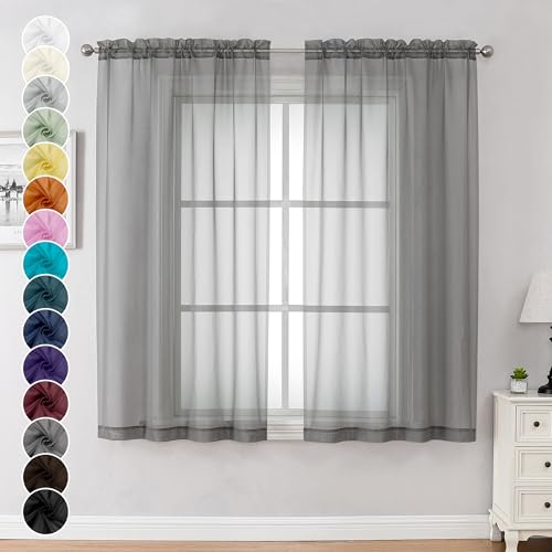 Chyhomenyc Sheer Window Curtains 63 inch Length 2 PCS- Rod... - Maison & Cuisine Amazon Royaume-Uni à 11.00€