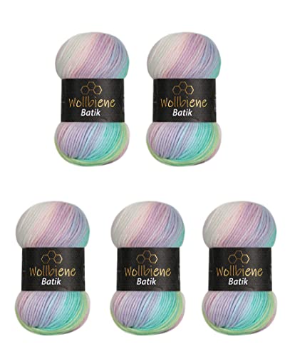 5 x 100g Wollbiene Batik 500 Gramm Wolle mit Farbverlauf... - Home & Kitchen Amazon Germany à 22.74€