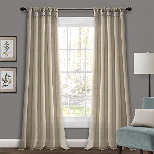 Lush Decor Burlap Knotted Tab Top Window Curtain Panel... - Maison & Cuisine Amazon Royaume-Uni à 45.38€