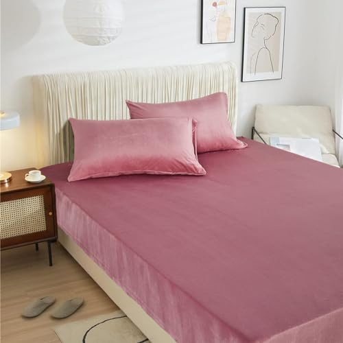 Drap-housse en polaire - 200 x 200 cm - Vieux rose - En... - Maison & Cuisine Amazon France à 20.63€