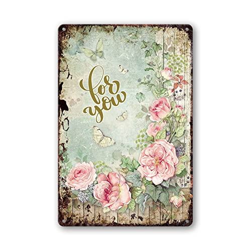 Metal Tin Vintage Rose Wall Decor - Shabby Chic Home &... - Jardin & Extérieur Amazon Royaume-Uni à 1.00€