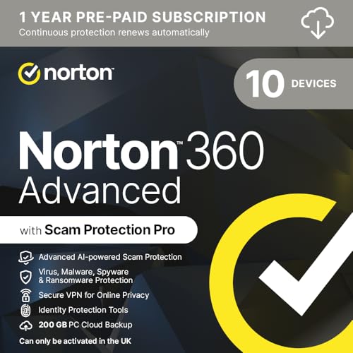 Norton 360 Advanced 2026 | 10 Devices and ‎12 Month... - High-Tech & Électronique en promo à 23.99€