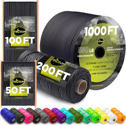 TECEUM Paracord Tipo III 550 Basalto – 15 m – 4mm – Cuerda... - Sports & Fitness en promo à 11.06€