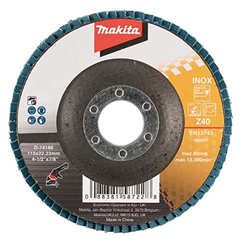 Makita Zirkonia Körnung 40 Economy Flat Flap Disc, 115 mm - Bricolage & Outils Amazon Allemagne à 1.41€