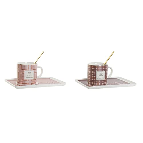 DKD Home Decor Taza con cucharita Color marrón y Rosa, de... - Amazon Espagne à 13.35€