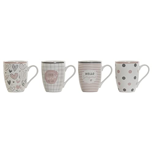 DKD Home Decor Taza mug Color Blanco, Gris y Rosa, de gres... - Vente Flash Amazon -72%