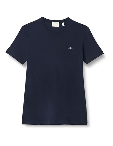 GANT Camiseta Slim Shield V-Neck para Hombre, Color Azul... - Deal du jour à 18.68€