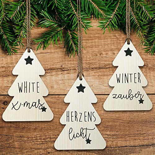 Glitzkind Colgante de árbol de Navidad de madera, 6 diseños... - Home & Kitchen Amazon Spain à 8.62€