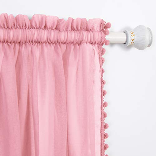 Elegant Comfort Semi-Sheer Pom Pom Tassels Curtains - 2... - Maison & Cuisine Amazon Royaume-Uni à 11.01€