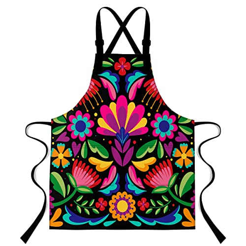 LshyMn Mexican Floral Apron 33.4x27.5 Inches Mexican Ethnic... - Jardin & Extérieur en promo à 21.14€