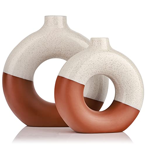 Terracotta Vase Decor Donut Vase Set of 2 - Circle Hollow... - Maison & Cuisine Amazon Royaume-Uni à 19.82€
