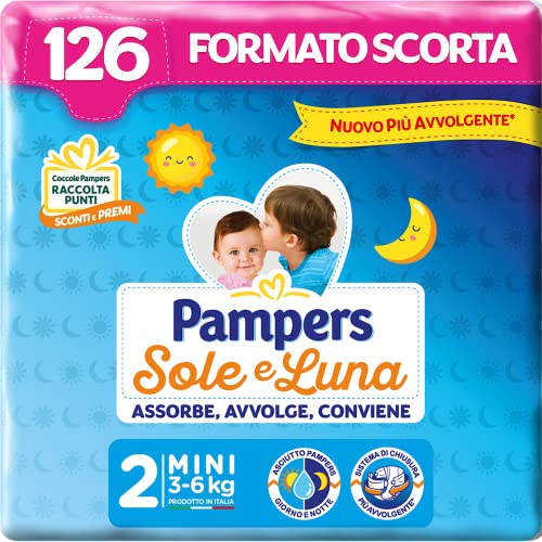 Pampers Sole e Luna Mini, 126 Pannolini, Taglia 2 (3-6 kg) - Maison & Cuisine Amazon Italie à 22.74€
