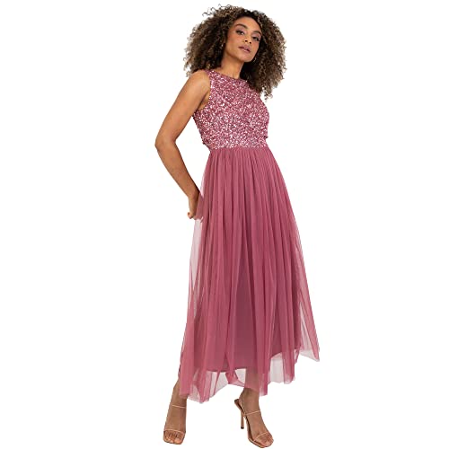 Maya Deluxe Vrouwen Midaxi Jurk Dames Mouwloze Pailletten... - Amazon Allemagne à 42.26€