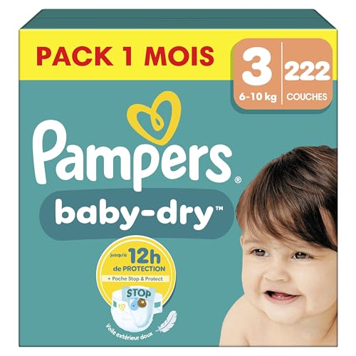 Pampers Baby-Dry, Taille 3, 222 Couches, 6-10kg, Une nuit... - Baby & Nursery Amazon France à 49.02€