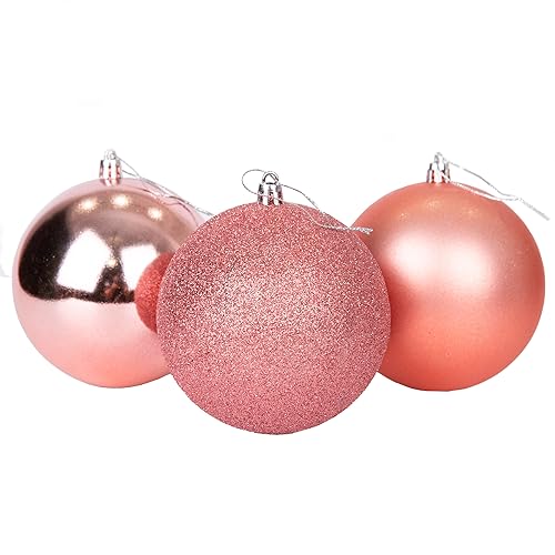 Lot de 3 Boules de Noël incassables en Or Rose - 10 cm... - Maison & Cuisine Amazon France à 9.64€