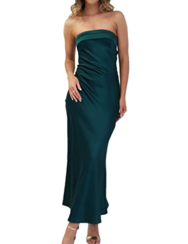 Realtix Abito Lungo da Donna in Raso di Seta Senza Spalline... - Animalerie Amazon Italie à 14.88€