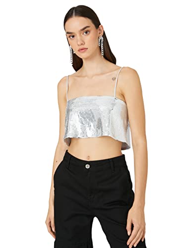 Koton Lentejuelas Torsolette Cuello Cuadrado Tiras Finas... - Amazon Espagne à 10.51€