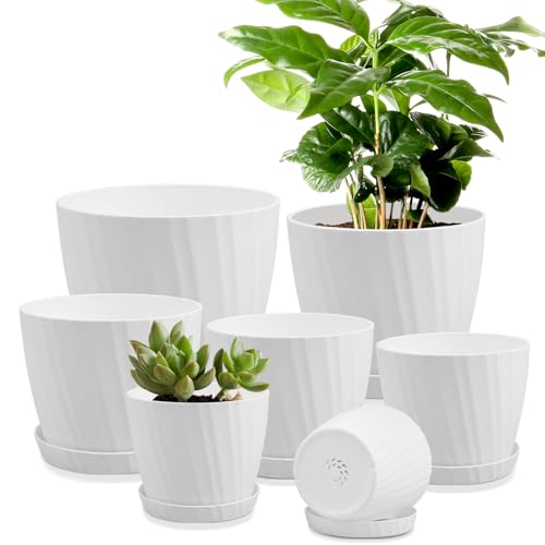 YNNICO 7 pcs Plant Pots with Drainage Holes and Saucers... - Garden & Outdoor Amazon UK à 11.83€
