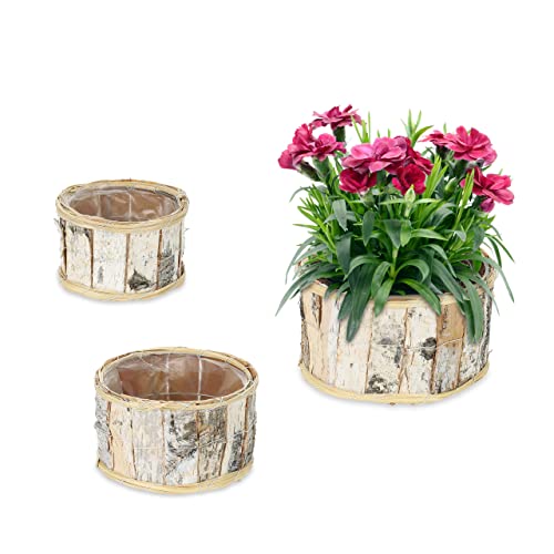 Relaxdays 3 Pots de Fleurs en Bois, Design Rond, chacun... - Garden & Outdoor Amazon France à 22.52€