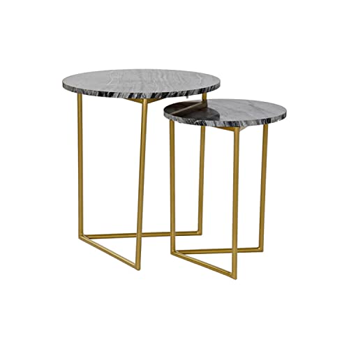 DKD Home Decor Set mit 2 Tischen, Schwarz/Gold, 40 x 40 x... - Amazon Germany à 82.36€
