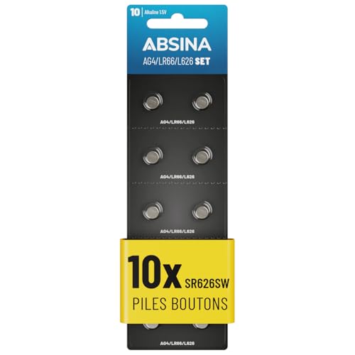 ABSINA 10x Pile AG4 LR66 377-1,5V Alcaline étanche & Longue... - High-Tech & Électronique Amazon France à 2.83€