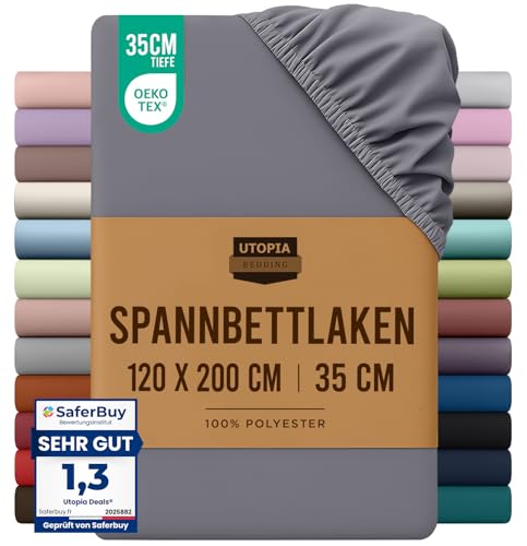 Utopia Bedding - Spannbettlaken 120x200cm - Grau - Oeko-Tex... - Maison & Cuisine Amazon Allemagne à 10.19€