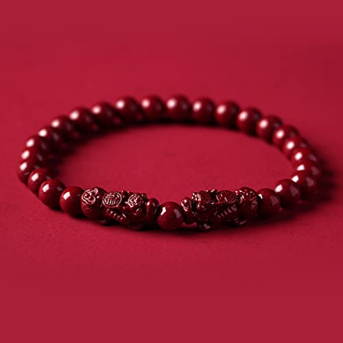Feng Shui Armband Doppel Pixiu Armband Natürliches Zinnober... - Bijoux & Montres en promo à 2.90€
