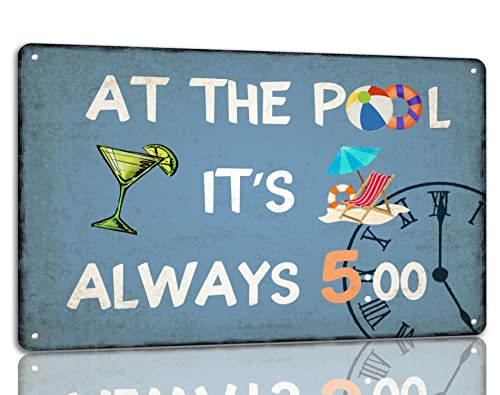 At The Pool It's Always 5:00 Metal Tin Sign Funny Swimming... - Sports & Fitness Amazon Royaume-Uni à 1.00€