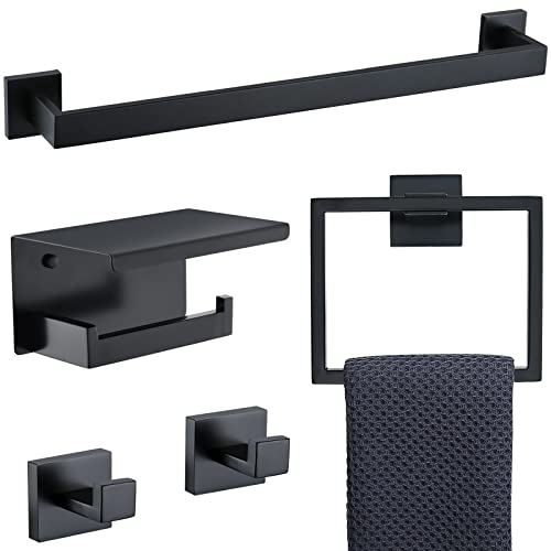 TNOMS Black Towel Bar Set 5-Piece Bathroom Hardware Set... - Maison & Cuisine Amazon Royaume-Uni à 7.55€