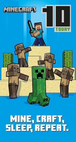 Minecraft 10th Birthday Card Age 10 Happy Birthday Card - Auto & Moto en promo à 2.49€