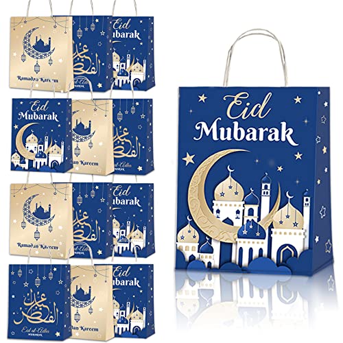 Eid Mubarak Gift Bags 12pcs Ramadan Mubarak Kraft Paper Bag... - High-Tech & Électronique Amazon Royaume-Uni à 8.99€