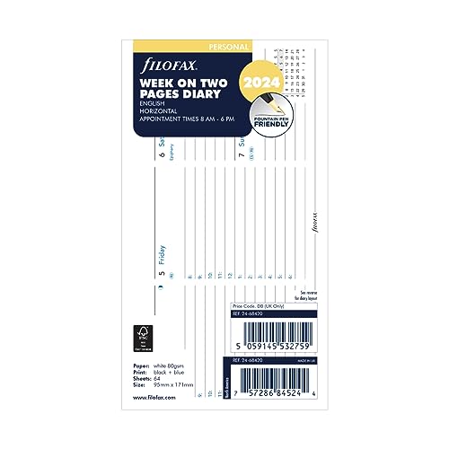 Filofax Agenda semainier 2024 horizontal personnel sur deux... - Fournitures Bureau en promo à 9.40€