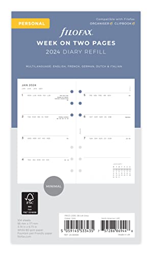 Filofax Persönlicher Minimalwoche auf zwei Seiten 2024... - Bon plan à 4.58€