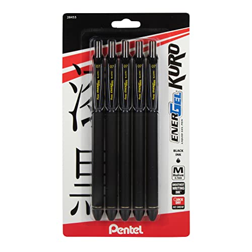 Pentel EnerGel Kuro Lot de 5 stylos à encre gel liquide... - Fournitures Bureau en promo à 20.29€