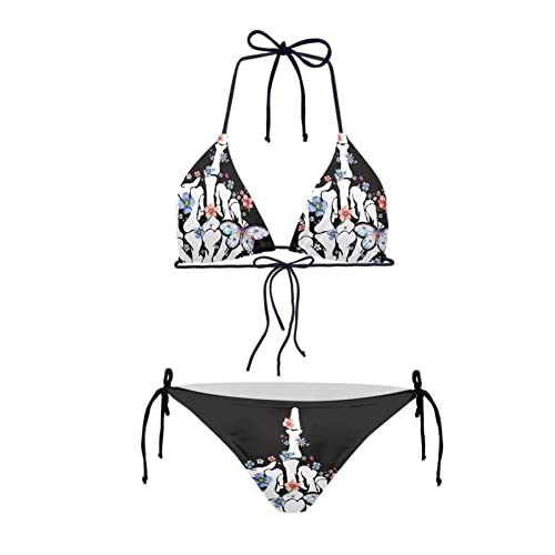 Howilath Bikini Skull Hand Flower Black Swimwear Soft... - Sports & Fitness Amazon Royaume-Uni à 2.25€