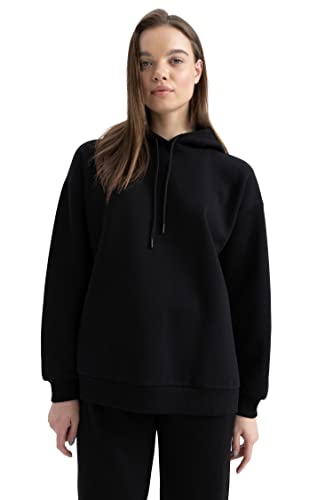 DeFacto Z9886AZ Sudadera, Negro (Black), XS para Mujer - Mode & Vêtements Amazon Espagne à 12.61€