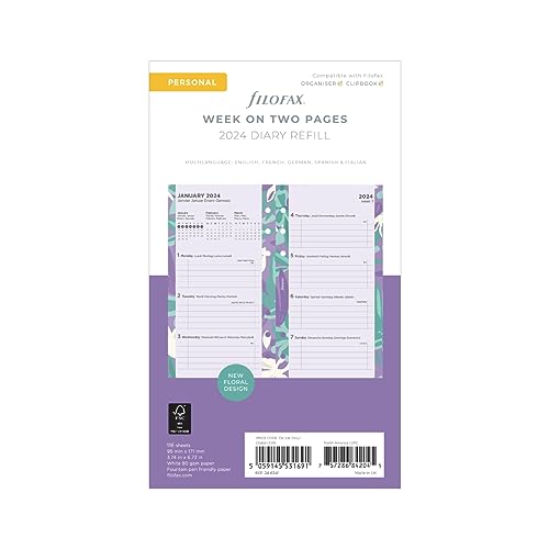 Diario settimanale Floral 2024 per agenda ad anelli Filofax... - Fournitures Bureau en promo à 8.66€