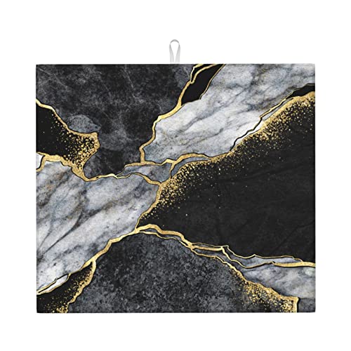 Abtropfmatte, schwarzer Marmor, Gold, Risse, für... - Deal du jour à 1.00€