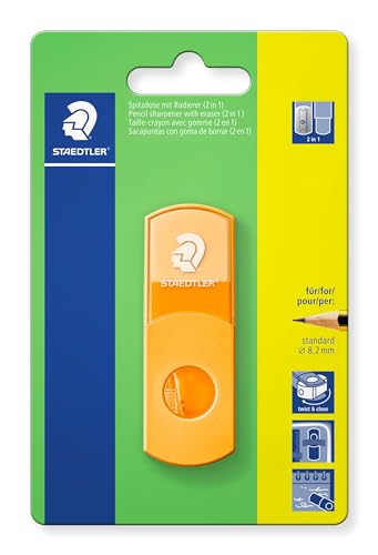 STAEDTLER Temperino con gomma, arancione fluo, senza... - Fournitures Bureau Amazon Italie à 2.77€