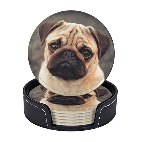 Famame 3D Mops Hund Welpe Leder Untersetzer für Getränke... - Maison & Cuisine en promo à 4.89€