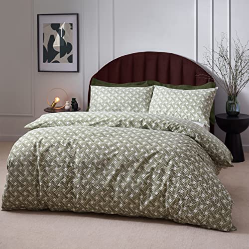 furn. Hoem Alexa Duvet Cover Set – Earthy Geometric Cotton... - Maison & Cuisine Amazon Royaume-Uni à 23.09€