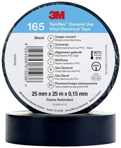 PVC Electrical Insulation Tape 165BK8E - Tape 0.03m 25mm... - Fournitures Bureau Amazon Royaume-Uni à 1.90€