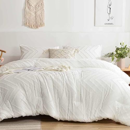 NANKO Weißer Bettbezug Queen-Size-Größe, 3-teilig, Boho... - Maison & Cuisine en promo à 21.73€