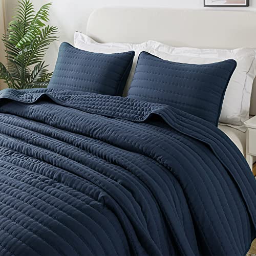 Navy Blue Queen Size Quilt Bedding Sets with Pillow Shams... - Home & Kitchen Amazon UK à 16.21€