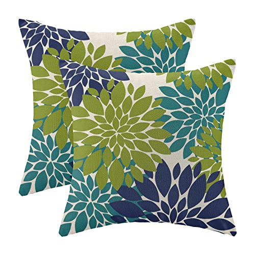 CXMEIFLY Navy Blue Sage Green Teal Pillow Covers 18x18 Inch... - Maison & Cuisine Amazon Royaume-Uni à 2.00€