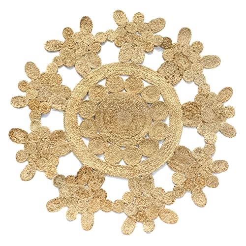 Hamid - Jute Teppich Runden, Rabat, 100% Weiß und Natur... - Maison & Cuisine en promo à 34.45€