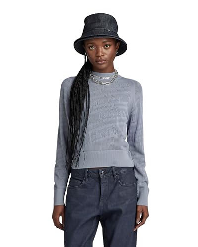 G-Star Para Mujer Jersey Pointelle Text Knitted, Gris (dim... - Bon plan à 24.08€