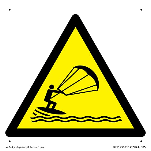 W062 Warning: Kite Surfing, 85 x 85 mm, S85 - Sports & Fitness en promo à 7.76€